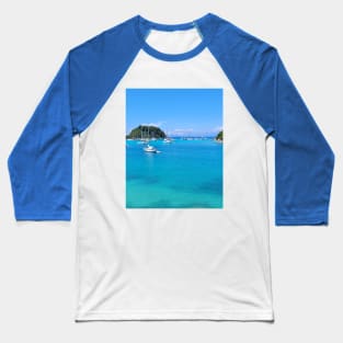 Mediterranean Bliss: Paxos Coastal Photo Baseball T-Shirt